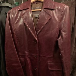 Red Vintage Coach Leather Coat